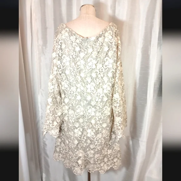 Polo Ralph Lauren Lace Long Sleeve Wedding Dress, Gray,Bell Sleeve,Knee Lngth,16 - Picture 5 of 16
